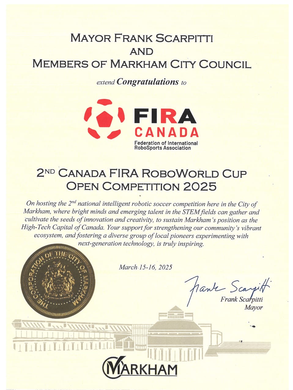 City of Markham · FIRA
